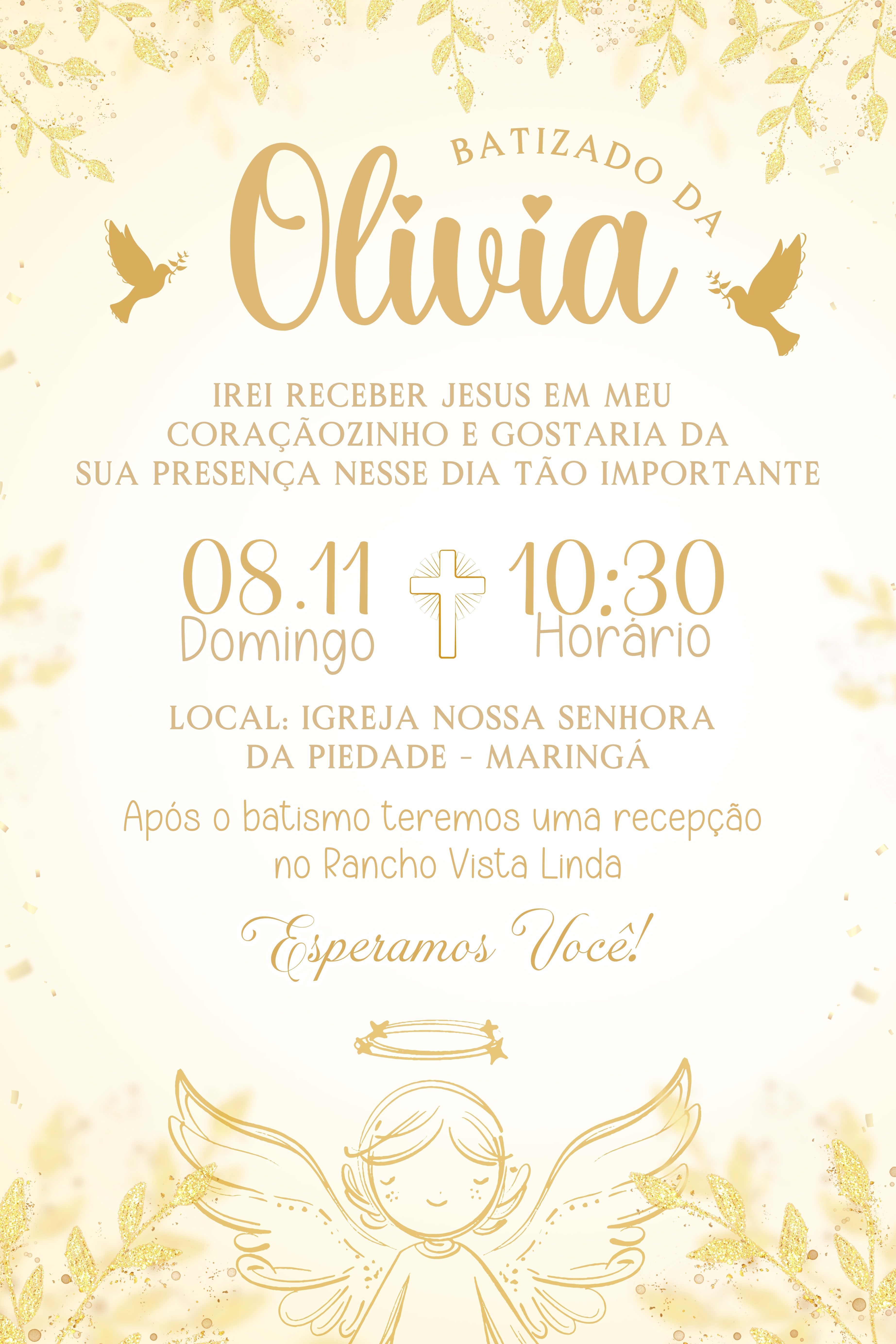 Convite Tradicional - Batizado Menina — imagem principal